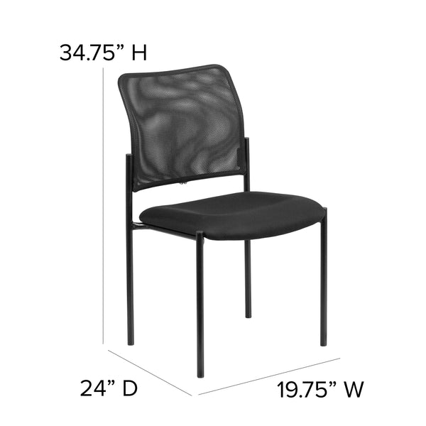 Comfort Black Mesh Stackable Steel Side Chair - Reception Seating - Guest Chair