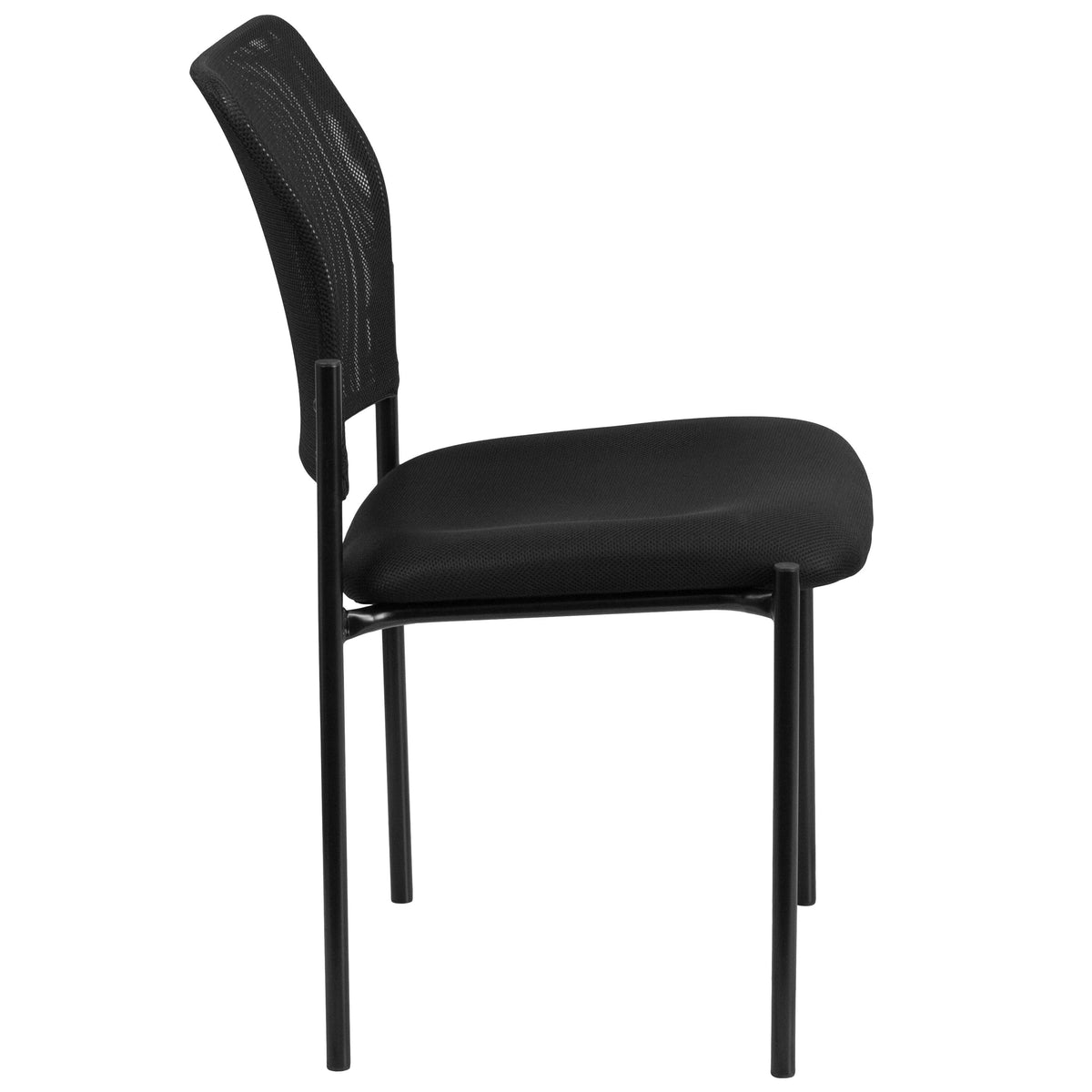 Comfort Black Mesh Stackable Steel Side Chair - Reception Seating - Guest Chair