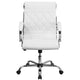 White |#| Mid-Back Designer White LeatherSoft Executive Swivel Office Chair w/Chrome Base