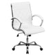 White |#| Mid-Back Designer White LeatherSoft Executive Swivel Office Chair w/Chrome Base