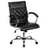 Mid-Back Designer LeatherSoftSoft Executive Swivel Office Chair with Chrome Base and Arms