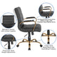 Black LeatherSoft/Gold Frame |#| Mid-Back Black LeatherSoft Executive Swivel Office Chair with Gold Frame/Arms