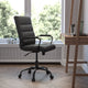 Black LeatherSoft/Black Frame |#| Mid-Back Black LeatherSoft Executive Swivel Office Chair with Black Frame/Arms