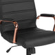 Black LeatherSoft/Rose Gold Frame |#| Mid-Back Black LeatherSoft Executive Swivel Office Chair - Rose Gold Frame/Arms