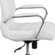 White LeatherSoft/Chrome Frame |#| Mid-Back White LeatherSoft Executive Swivel Office Chair with Chrome Frame/Arms