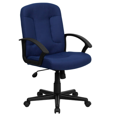 Mid-Back Fabric Executive Swivel Office Chair with Nylon Arms