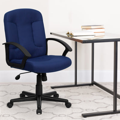 Mid-Back Fabric Executive Swivel Office Chair with Nylon Arms