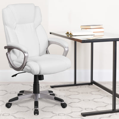 Mid-Back LeatherSoftSoft Executive Swivel Office Chair with Padded Arms - View 2