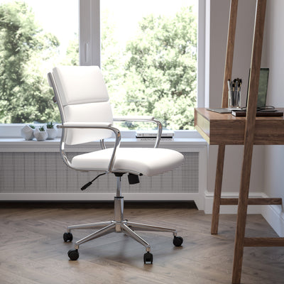 Mid-Back LeatherSoft Contemporary Panel Executive Swivel Office Chair - View 2