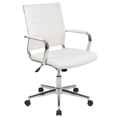 Mid-Back LeatherSoft Contemporary Ribbed Executive Swivel Office Chair - View 1