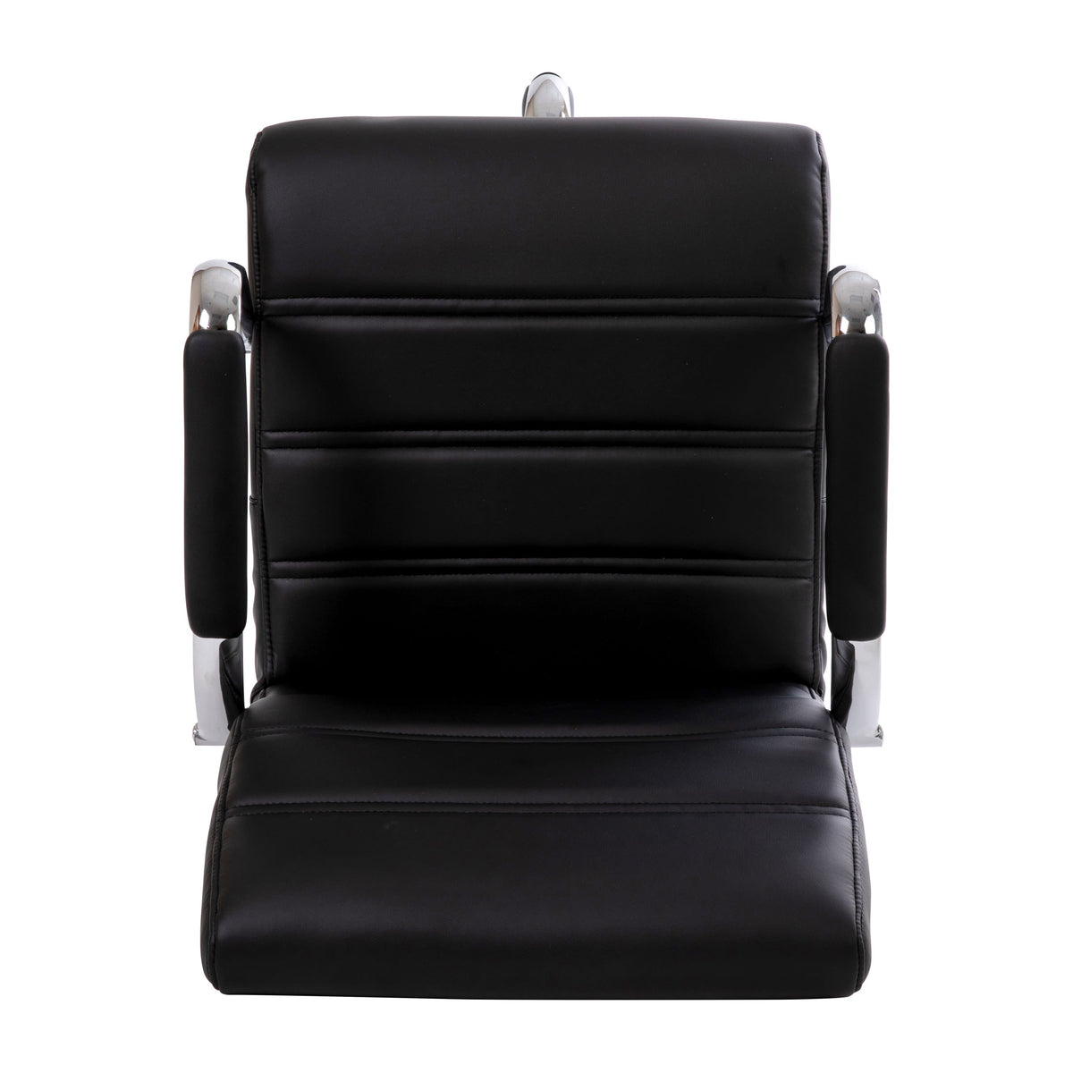 Black |#| Mid-Back Black LeatherSoft Drafting Chair - Adjustable Foot Ring and Chrome Base