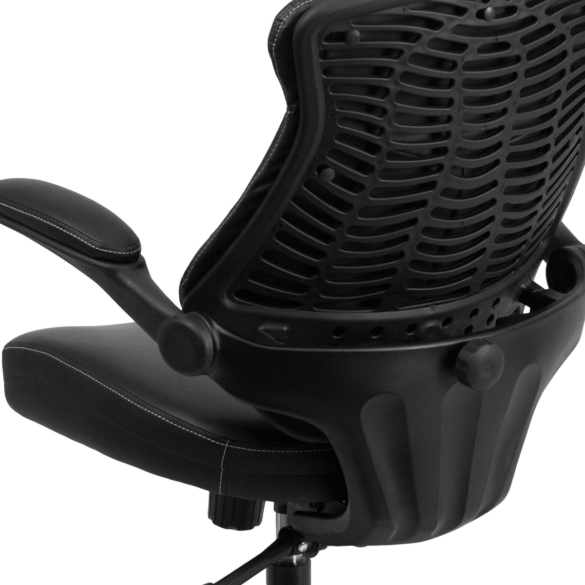 Mid-Back Black LeatherSoft Executive Ergonomic Chair with Back Angle Adjustment