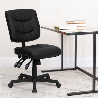 Mid-Back LeatherSoft Multifunction Swivel Ergonomic Task Office Chair - View 2
