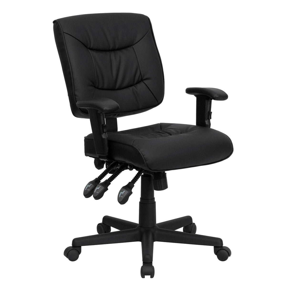 Mid-Back Black LeatherSoft Multifunction Swivel Ergonomic Task Office Chair