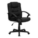 Mid-Back Black LeatherSoft Ripple &Accent Stitch Upholstered Swivel Office Chair