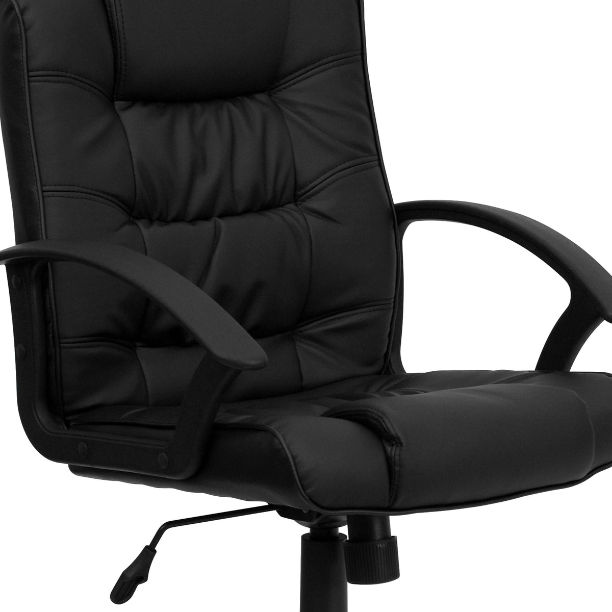 Mid-Back Black LeatherSoft Ripple &Accent Stitch Upholstered Swivel Office Chair