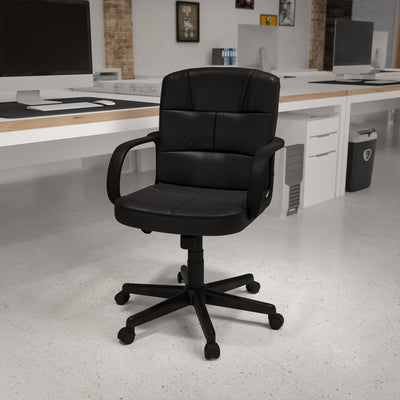 Mid-Back LeatherSoft Swivel Task Office Chair with Arms