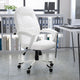 Mid-Back White LeatherSoft Tapered Back Executive Swivel Office Chair with Arms