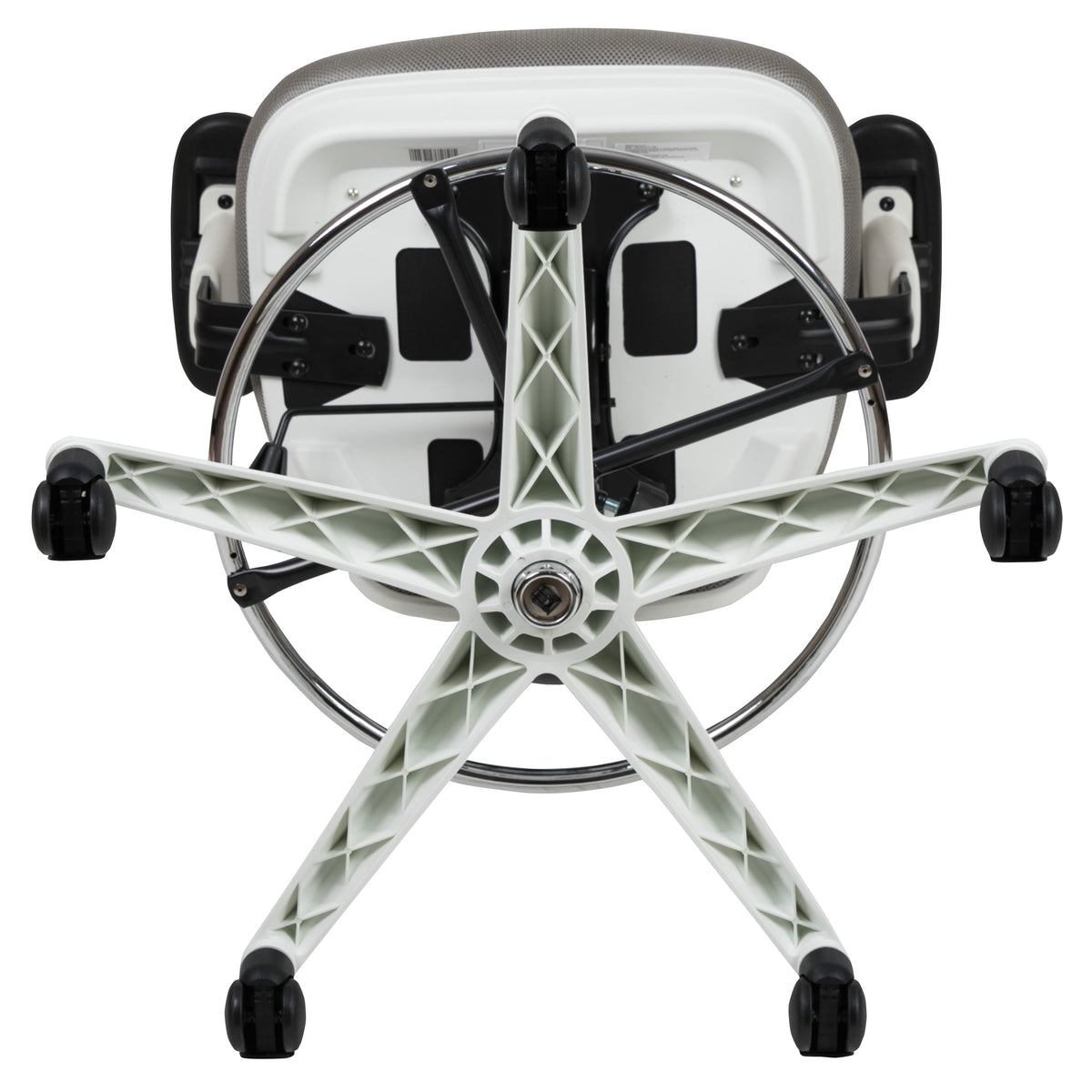 Light Gray Mesh/White Frame |#| Mid-Back Gray Mesh Ergonomic Drafting Chair/White Frame - Adjustable Foot Ring