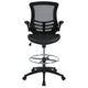 Black Mesh & LeatherSoft/Black Frame |#| Mid-Back Black Mesh Ergonomic Drafting Chair with Foot Ring and Flip-Up Arms