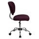 Burgundy |#| Mid-Back Burgundy Mesh Padded Swivel Task Office Chair with Chrome Base