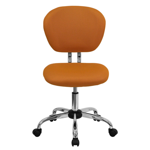 Orange |#| Mid-Back Orange Mesh Padded Swivel Task Office Chair with Chrome Base