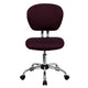 Burgundy |#| Mid-Back Burgundy Mesh Padded Swivel Task Office Chair with Chrome Base