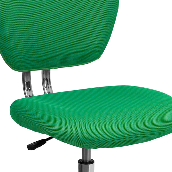 Bright Green |#| Mid-Back Bright Green Mesh Padded Swivel Task Office Chair with Chrome Base