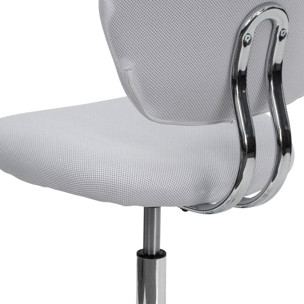 White |#| Mid-Back White Mesh Padded Swivel Task Office Chair with Chrome Base