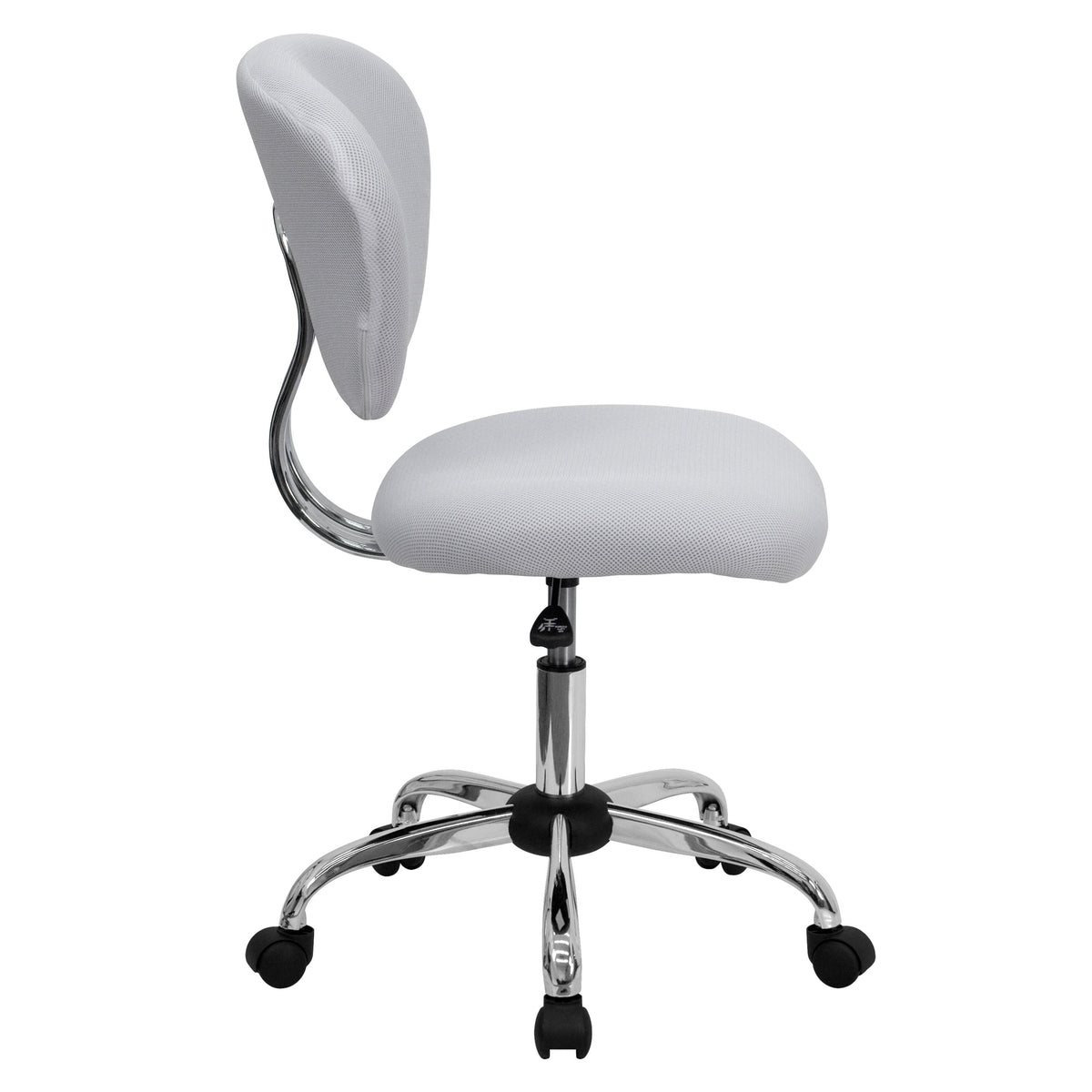 White |#| Mid-Back White Mesh Padded Swivel Task Office Chair with Chrome Base