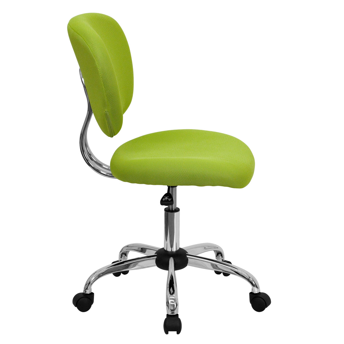 Apple Green |#| Mid-Back Apple Green Mesh Padded Swivel Task Office Chair with Chrome Base