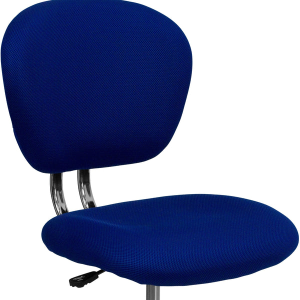 Blue |#| Mid-Back Blue Mesh Padded Swivel Task Office Chair with Chrome Base