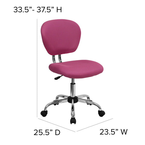 Pink |#| Mid-Back Pink Mesh Padded Swivel Task Office Chair with Chrome Base