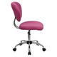 Pink |#| Mid-Back Pink Mesh Padded Swivel Task Office Chair with Chrome Base
