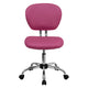 Pink |#| Mid-Back Pink Mesh Padded Swivel Task Office Chair with Chrome Base