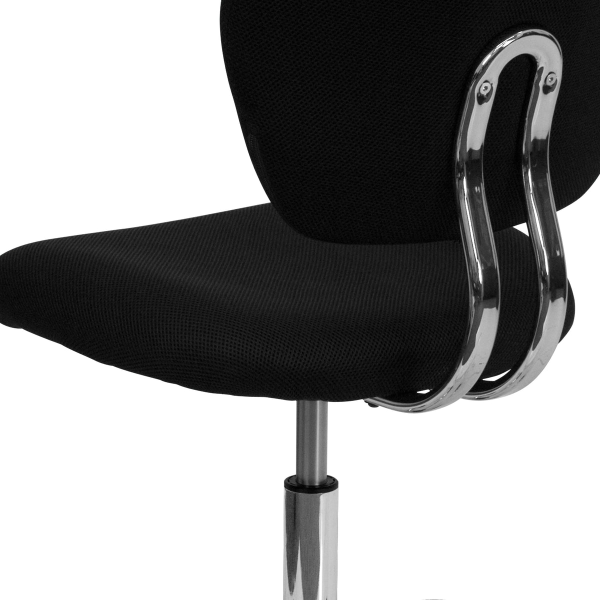 Black |#| Mid-Back Black Mesh Padded Swivel Task Office Chair with Chrome Base