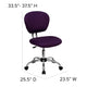 Purple |#| Mid-Back Purple Mesh Padded Swivel Task Office Chair with Chrome Base