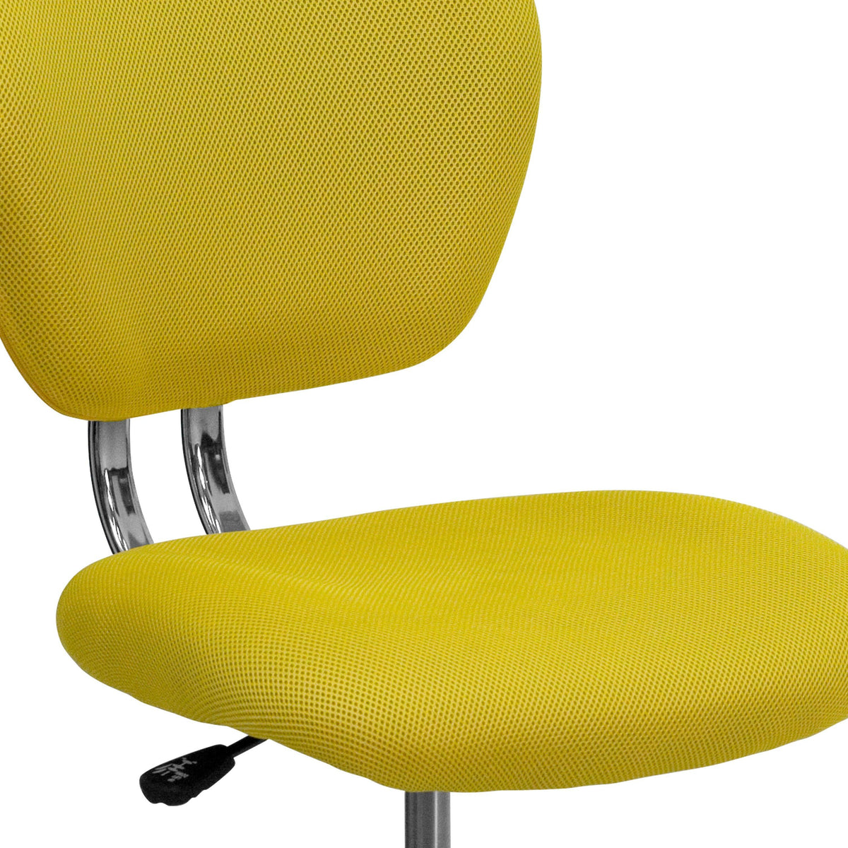 Yellow |#| Mid-Back Yellow Mesh Padded Swivel Task Office Chair with Chrome Base