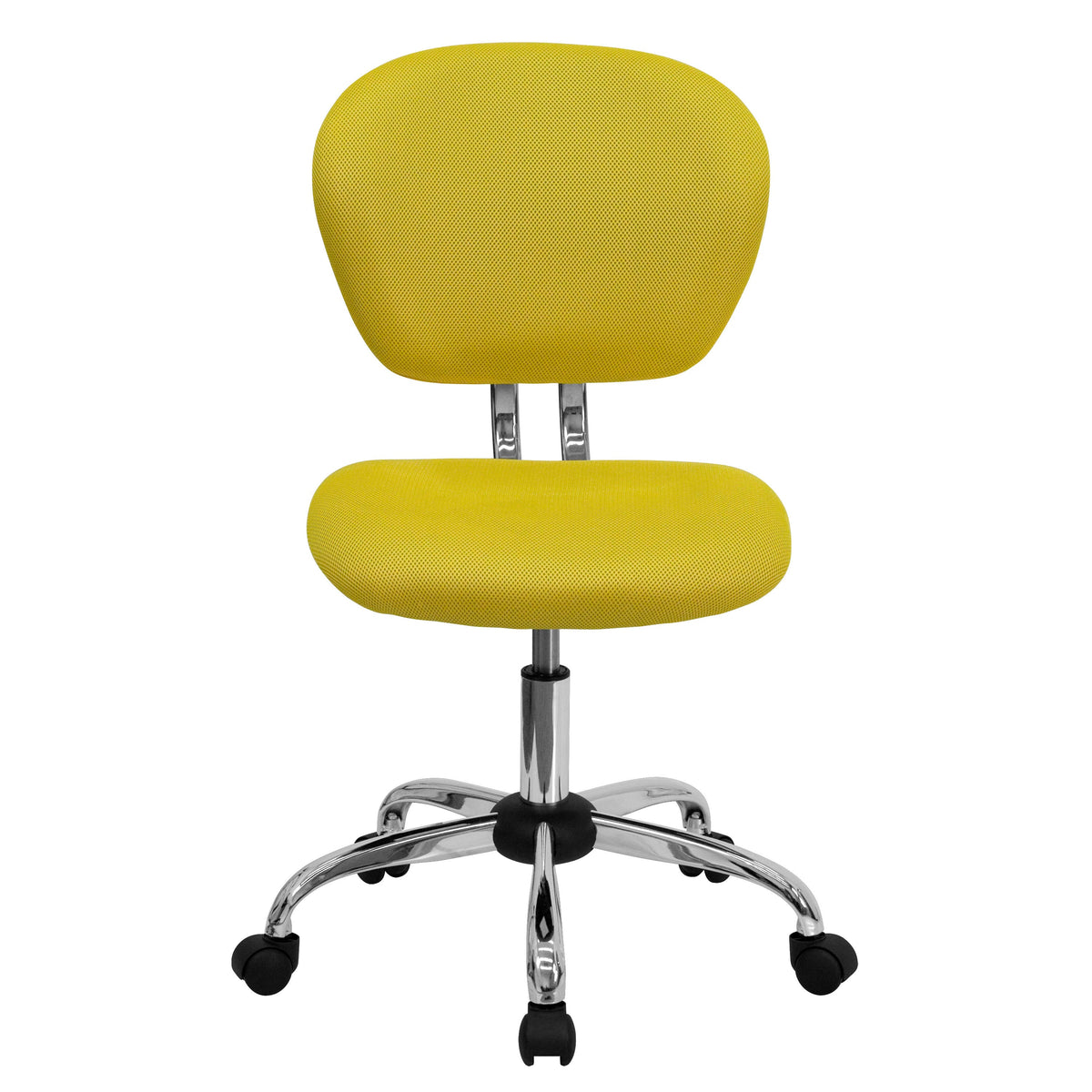 Yellow |#| Mid-Back Yellow Mesh Padded Swivel Task Office Chair with Chrome Base