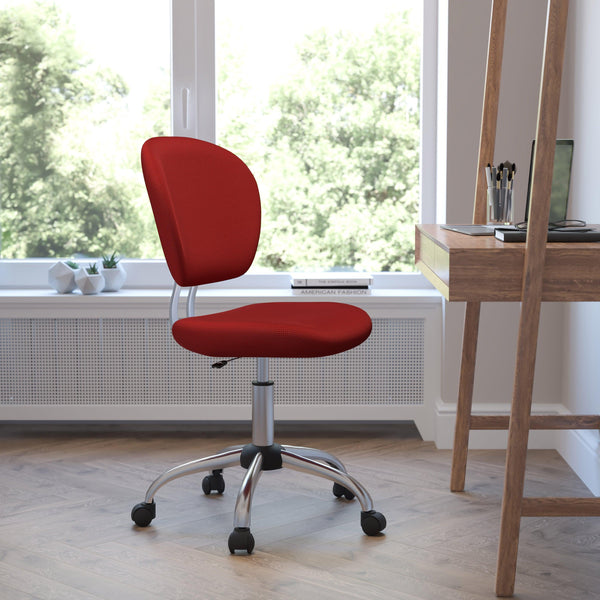 Red |#| Mid-Back Red Mesh Padded Swivel Task Office Chair with Chrome Base