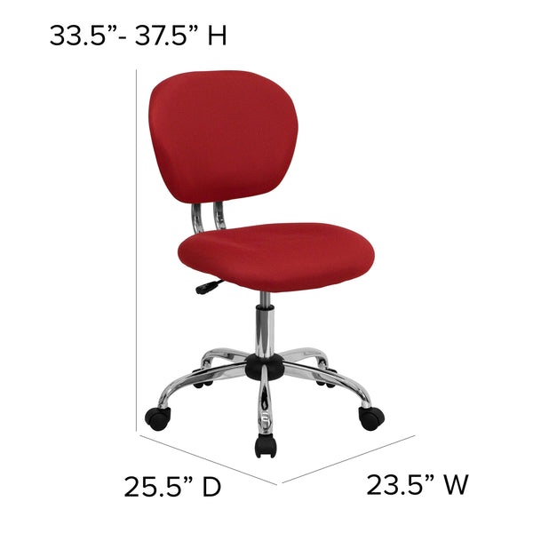 Red |#| Mid-Back Red Mesh Padded Swivel Task Office Chair with Chrome Base