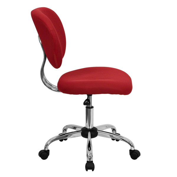 Red |#| Mid-Back Red Mesh Padded Swivel Task Office Chair with Chrome Base