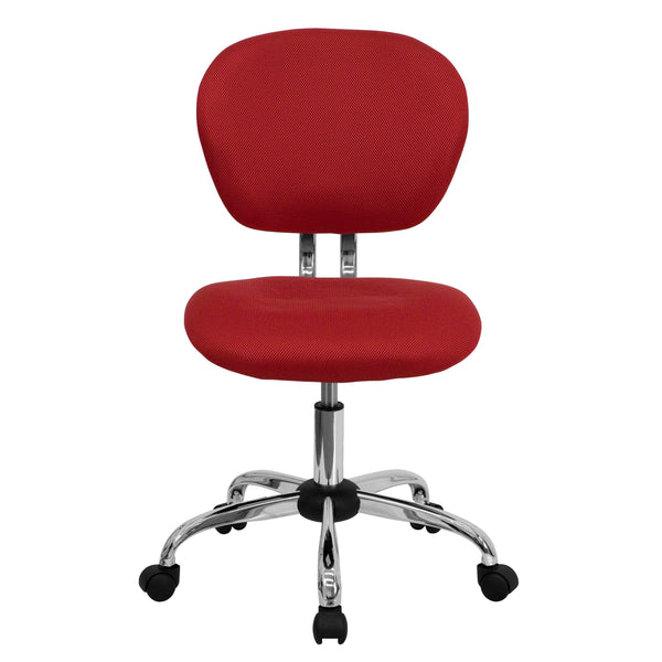 Red |#| Mid-Back Red Mesh Padded Swivel Task Office Chair with Chrome Base