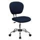 Navy |#| Mid-Back Navy Mesh Padded Swivel Task Office Chair with Chrome Base