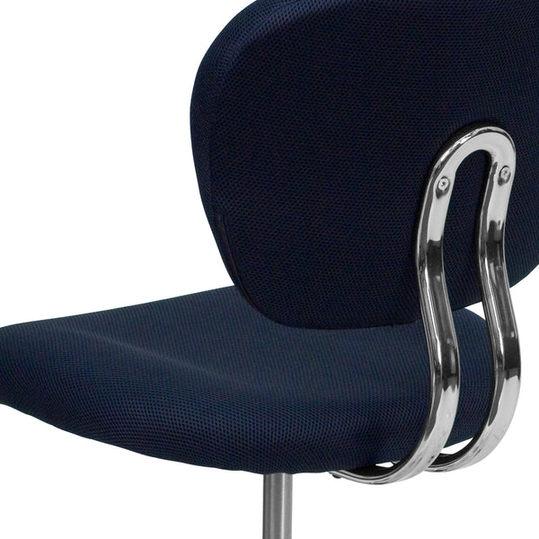 Navy |#| Mid-Back Navy Mesh Padded Swivel Task Office Chair with Chrome Base