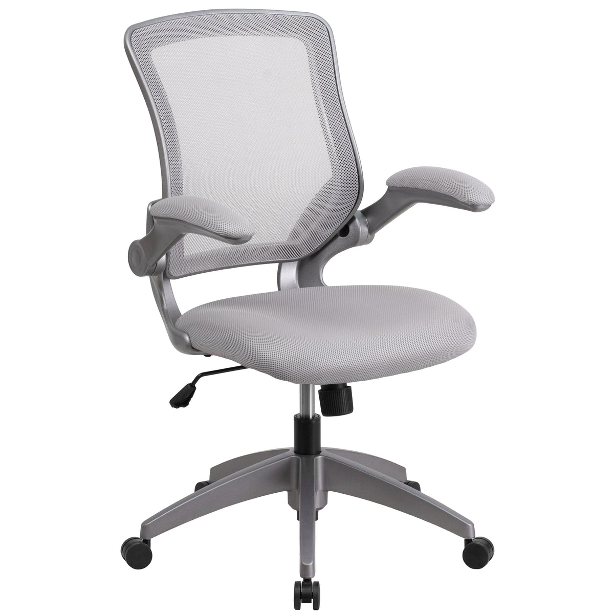 Gray |#| Mid-Back Gray Mesh Swivel Ergonomic Task Chair with Gray Frame and Flip-Up Arms