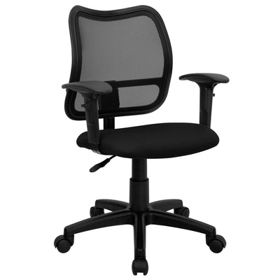 Mid-Back Mesh Swivel Task Office Chair with Adjustable Arms - View 1