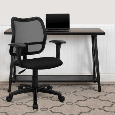 Mid-Back Mesh Swivel Task Office Chair with Adjustable Arms - View 2