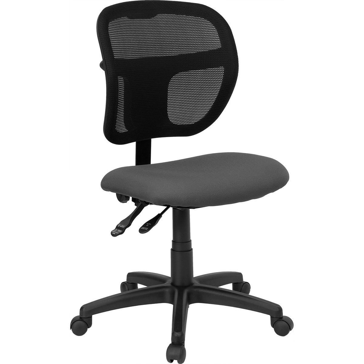 Gray |#| Mid-Back Gray Mesh Swivel Task Office Chair with Back Height Adjustment