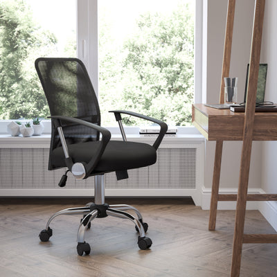 Mid-Back Mesh Swivel Task Office Chair with Lumbar Support Band and Arms